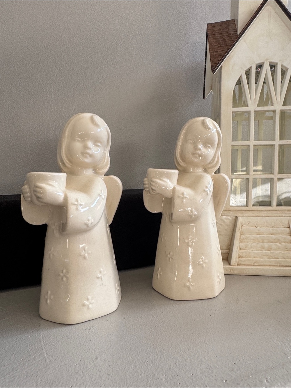 Vintage Erphila Angel Christmas Candle Holders Germany